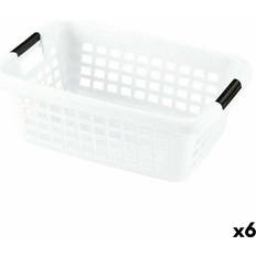 White Laundry Basket 50L with Handles 6 Pack