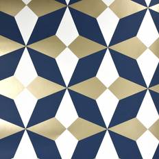 Fine Decor Newby Navy Geometric Blue Wallpaper Sample