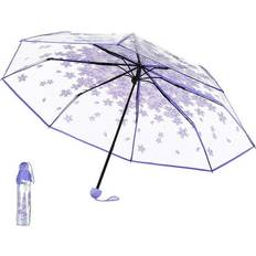 Umbrellas Cbcbtwo Compact Umbrella 37 Transparent Umbrella 8 Ribs Windproof Waterproof Travel Umbrella Sakura Pattern Lightweight Portable Umbrella for Women Man Rain Sun Backpack Car Purse