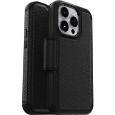 OtterBox iPhone 14 Pro endast Strada Series fodral – SHADOW svart korthållare, äkta läder, fickvänligt, folio fodral