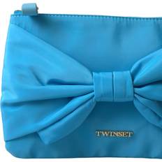 Blue Tafta Silk Large Bow Zipper Clutch Women Borse Logo Bag