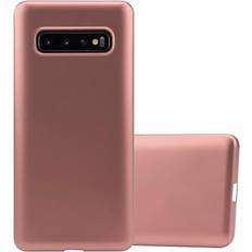 Samsung Galaxy S10+ Handyhüllen Cadorabo TPU Matt Metallic Cover Galaxy S10 Smartphone Hülle, Gold, Rosa