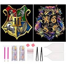 TAIANJI 2Pcs Hogwarts Diamond Painting Kit 5D DIY Diamond Painting Full Kit for Adults, Kids, Harry Magic Badge Potter Diamond Painting Art Craft Kits