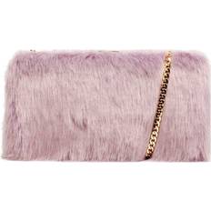 Purple Clutches Claudia Canova Faux Fur Clutch Bag & Chain Lilac One Size