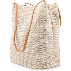 White Beach Bags OCT17 Oct17 Women Straw Beach Bag tote Shoulder Bag Summer Handbag White