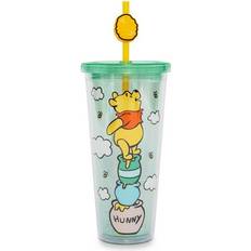 Accessoires de cuisine Silver Buffalo Winnie The Pooh Hunny Pot Carnival Cup With Lid And Straw 24 Ounce