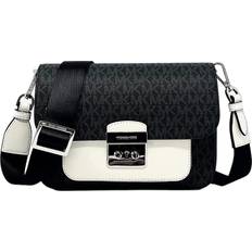 Messenger Bags Michael Kors Sloan Editor Medium Flap Messenger Crossbody MK Logo Black White