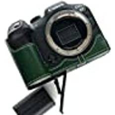 TP Original Handgjord äkta läder halvkamerafodral väska för Canon EOS R7 grön färg