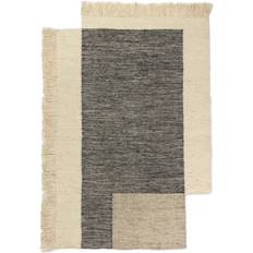 Quadrato Tappeti Ferm Living Counter Rug 140 x 200 cm - Kohle/Off-White/Handgewebt/Mit Asymmetrischen Chambray-Fransen Nero cm