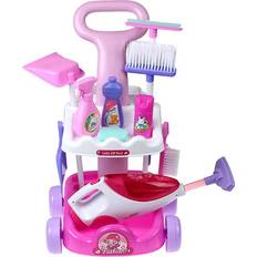 Wejoy Pretend Play Toy Simulation Vacuum Cleaner Cart Cleaning Dust Tools Baby Kids Play House Doll Accessories Toy for Girl Gift