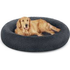 Feandrea Donut Cat Bed Fluffy Calming 120 cm Dark Grey