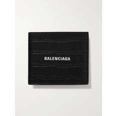 Logo-Print Croc-Effect Leather Billfold Wallet - Men Black
