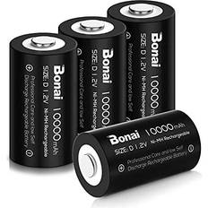 D Rechargeable Batteries 10,000mAh 1.2V Ni-MH High Capacity High Rate Size D Batteries4 pack