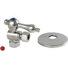 Plumbing Kingston Brass CC33101K 3/8 FIP x 3/8 OD Comp Quarter-Turn Angle Stop Valve with Flange Polished Chrome