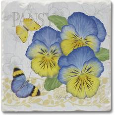 Ceramic Coasters CounterArt Pansies Single Absorbent Stone Tumbled Tile Coaster