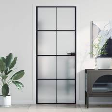 Portes vidaXL Porte Intérieure Mince 83x201.5 cm Noir Verre Clair Gauche (x200cm)