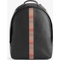 Paul Smith Mens Black Striped-panel Zipped Grained-leather Backpack