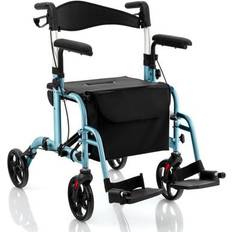 Costway Folding Rollator Walker with Seat and Wheels Supports up to 300 lbs-Navy