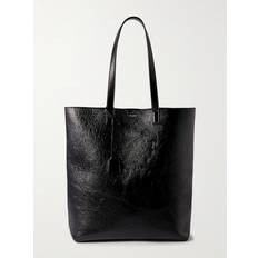 Saint Laurent Men Totes & Shopping Bags Saint Laurent Bold Crinkled-Leather Tote Bag Men Black