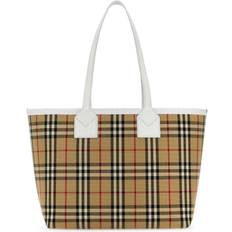 Burberry Borse Burberry Embroidered Canvas London Shopping Bag Checked