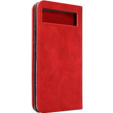 Étuis portefeuille Avizar Etui Portefeuille pour Google Pixel 6a Porte-cartes Soft-touch Clapet aimanté rouge