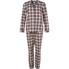 Lady Avenue Cotton Flannel Pyjamas - Army/Terracotta