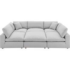 modway 6 - Piece Upholstered Sectional Light Gray Sofa 120" 6pcs 6 Seater
