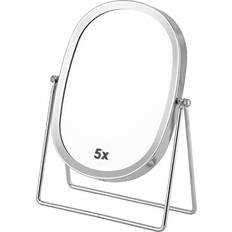 JOYO JOYOEIKON Classic Dual Sided 5X and 1X Magnifying Makeup Mirror and 360 Swivel Tabletop Standing Vanity Mirror,Desktop Cosmetic Mirror Chrome