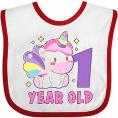 Red Food Bibs Inktastic 1 Year Old with Cute Unicorn Birthday Girls Baby Bib