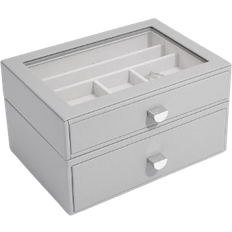 Gray - Women Jewelry Boxes Stackers Classic 2 Set Jewellery Box - Pebble Grey