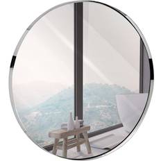 Hamilton Hills 30 Inch Large Silver Round Wall Mirror