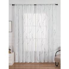 Gardiner & Tillbehör Shein 1pc Water Ripple Silver Stamping Curtain