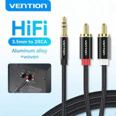 Shein VENTION RCA To 3.5mm Cable 1m Nylon Braided Phono 3.5mm Jack Stereo To 2 RCA Lead Splitter Aux Cable Compatible With