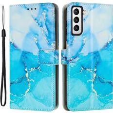 Cover-Discount Cover-Discount Galaxy S23 Leder Hülle blue Marble Galaxy S23 Smartphone Hülle