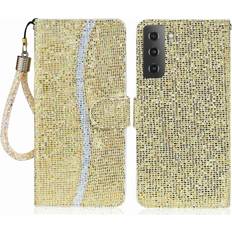 Cover-Discount Cover-Discount Galaxy S23 Glitter Leder Etui gold Galaxy S23 Smartphone Hülle