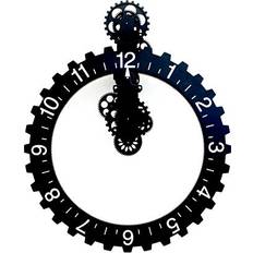 Kikkerland Big Wheel Hour Wall Clock Black