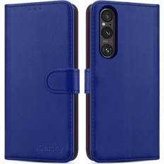 iCatchy Blue Sony Xperia 1V Case Leather Wallet Phone Cover