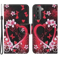 Cover-Discount Cover-Discount Galaxy S23 Leder Hülle blumiges Herz Galaxy S23 Smartphone Hülle