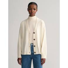 Gant Beige Cardigans Gant Women Super Fine Lambswool Cardigan Beige