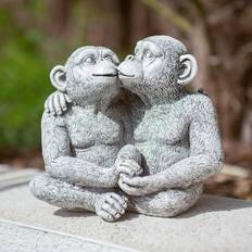 Happy Larry Kissing Monkeys Garden Ornament