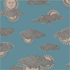 Fornasetti Wallpaper Soli e Nuvole Teal & Rose Gold 100% paper