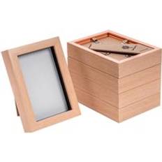 Glass Photo Frames Nicola Spring Box Picture Deep 3D Display 4x6 Inch Hanging Light Wood x5 Photo Frame