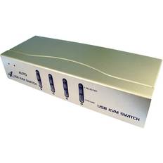 Kenable Compact 4 Port USB KVM Switch SOHO With Cables 1 User 4 PCs with Audio