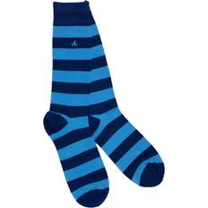 Swole Panda Sky Blue Striped Bamboo Socks 7-11