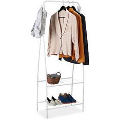 Relaxdays Coat Rack Metal 2 Shelves 4 Hooks