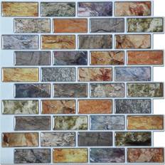 Art3d 12 12 Peel and Stick Vinyl Backsplash Tile in Colorful Stones Design 10-Pack, Multi-Colored