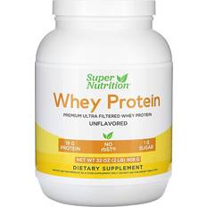 Super Nutrition, Grass-Fed Whey Protein Powder, Unflavored, 908