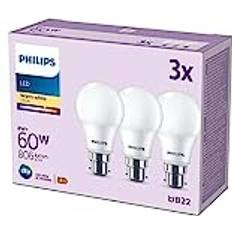 Philips Philips LED Frostad A60-glödlampa 3-pack [varm vit 2700K – B22 bajonettlock] 60 W, icke-dimbar. för hembelysning, 929002310293, värdeintervall