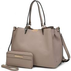 Beige Messenger Bags MKF Collection Kane Women's Satchel Bag with Wallet by Mia K Taupe