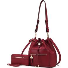 Red Bucket Bags MKF Collection Larissa Vegan Leather Women's Bucket Bag with Wallet- 2 pieces